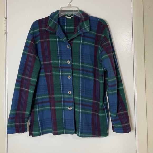 TEDDI vintage flannel blue green soft button front shirt large - Picture 1 of 5